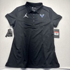 New with Tags Charlotte Hornets Jumpman Womens Dri-fit black Polo Large